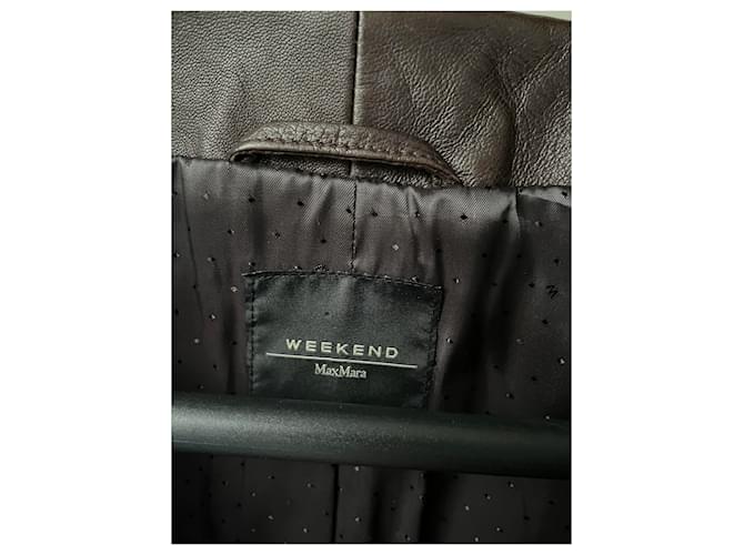 Abrigo de cuero marrón Max Mara - vista 3