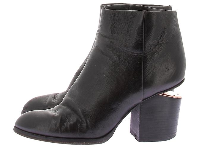 Botas ankle ALEXANDER WANG T.EU 38.5 Couro Preto - vista 3