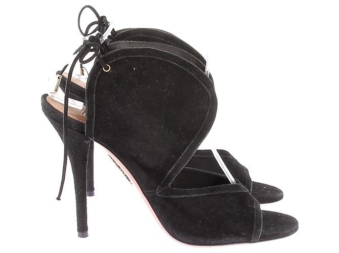 Sandales AQUAZZURA T.EU 38.5 en daim Noir - vue 2