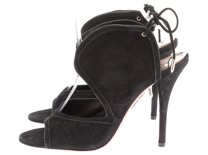 Sandales AQUAZZURA T.EU 38.5 en daim Noir - vue 3