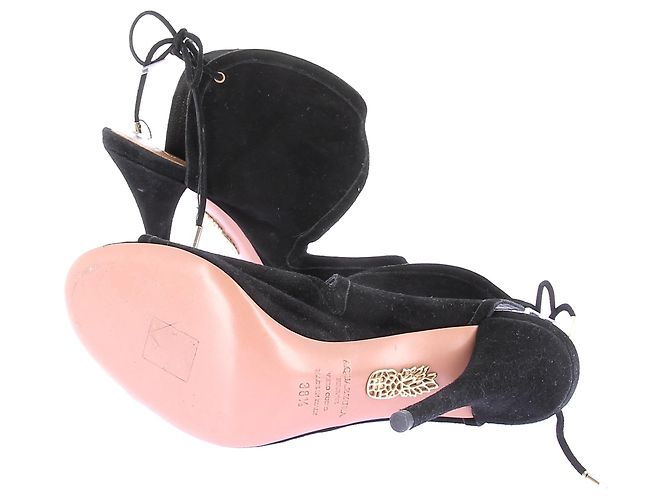 Sandales AQUAZZURA T.EU 38.5 en daim Noir - vue 7