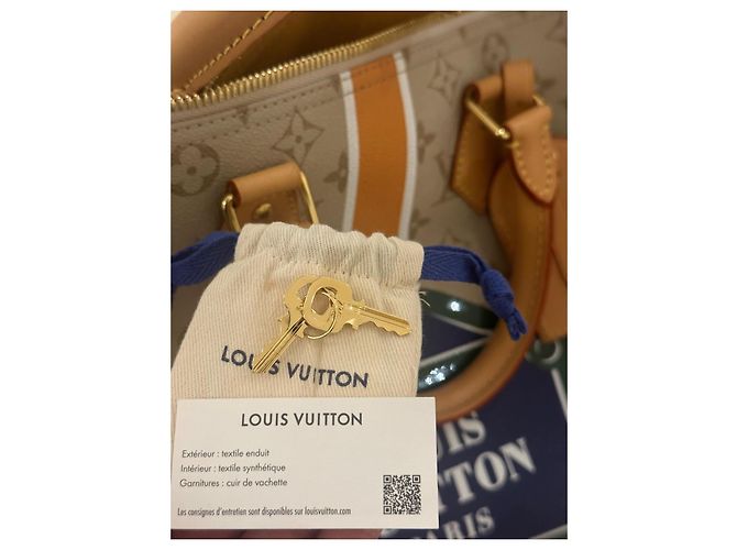 Louis Vuitton Keepall Bandouliere Monopaname 45 Beige Tela - vista 2