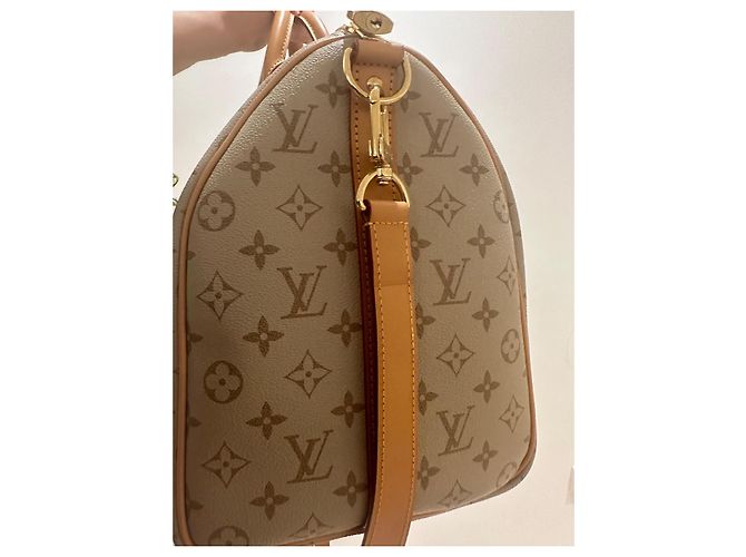 Louis Vuitton Keepall Bandouliere Monopaname 45 Beige Tela - vista 3