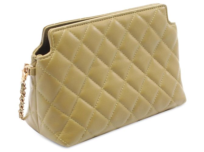 Chanel Schultertasche aus grünem, gestepptem Lammleder Leo Olivgrün - Ansicht 2