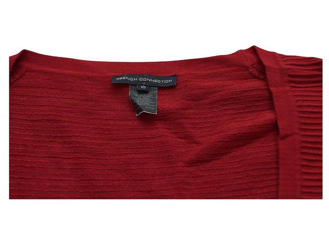 French Connection Rotes Geripptes Viskose Minikleid - Ansicht 3
