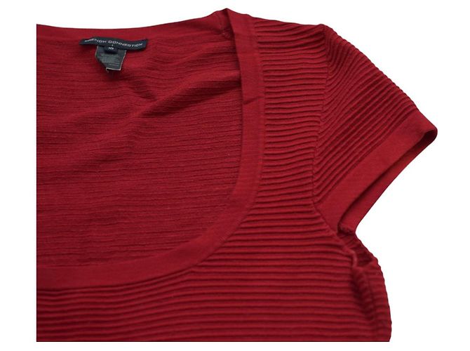 French Connection Rotes Geripptes Viskose Minikleid - Ansicht 4