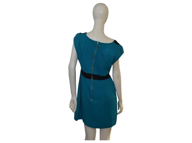 French Connection Mini-Kleid aus Viskose Blau Schwarz Größe 12 - Ansicht 2