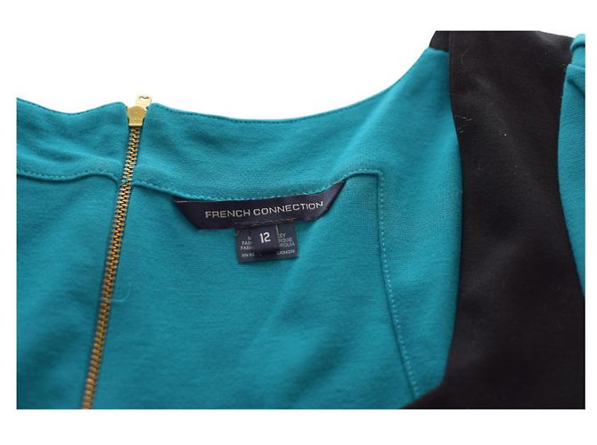 French Connection Mini-Kleid aus Viskose Blau Schwarz Größe 12 - Ansicht 3