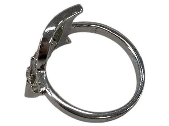 Christian Dior Silberne Ring mit Strass-Stern-Logo - Ansicht 4