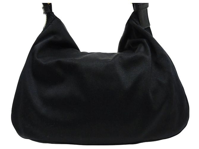 Borsa a spalla Fendi Mamma Baguette nera argento logo golf Nero - vista 3