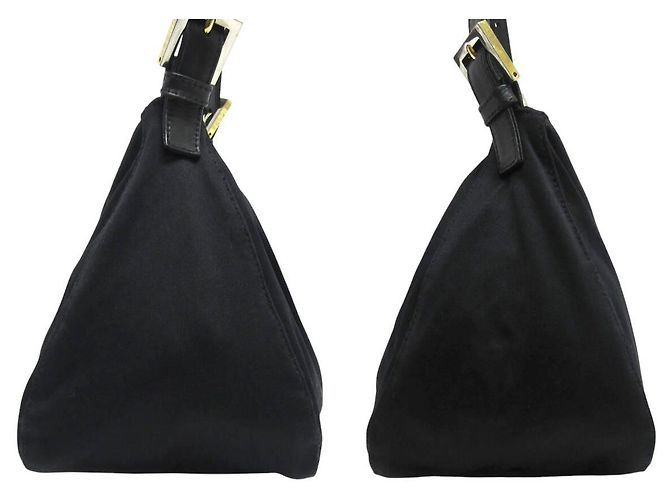 Borsa a spalla Fendi Mamma Baguette nera argento logo golf Nero - vista 4