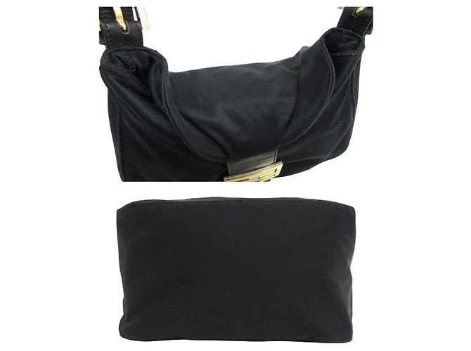 Borsa a spalla Fendi Mamma Baguette nera argento logo golf Nero - vista 5