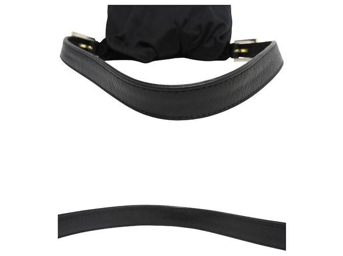 Borsa a spalla Fendi Mamma Baguette nera argento logo golf Nero - vista 7