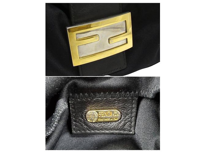 Borsa a spalla Fendi Mamma Baguette nera argento logo golf Nero - vista 9