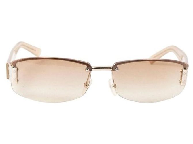 Gafas de sol Gucci marrón camello con borde crema sin montura plateada 1799 - vista 3