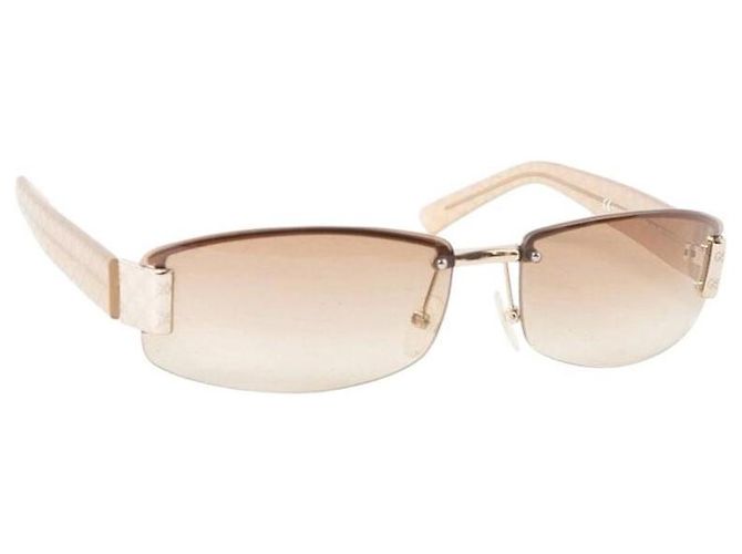 Gafas de sol Gucci marrón camello con borde crema sin montura plateada 1799 - vista 4