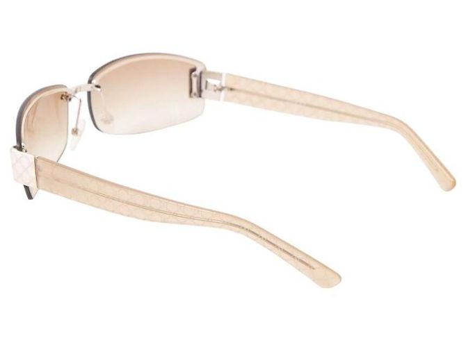 Gafas de sol Gucci marrón camello con borde crema sin montura plateada 1799 - vista 5