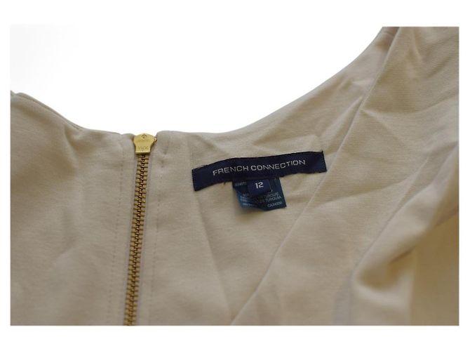 French Connection Mini-Kleid aus Viskose in Creme mit V-Ausschnitt Gr 12 Roh - Ansicht 3