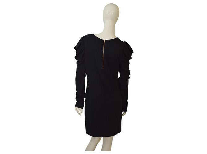 French Connection Abito Mini Nero a Maniche Lunghe con Scollo a V Taglia 12 - vista 2