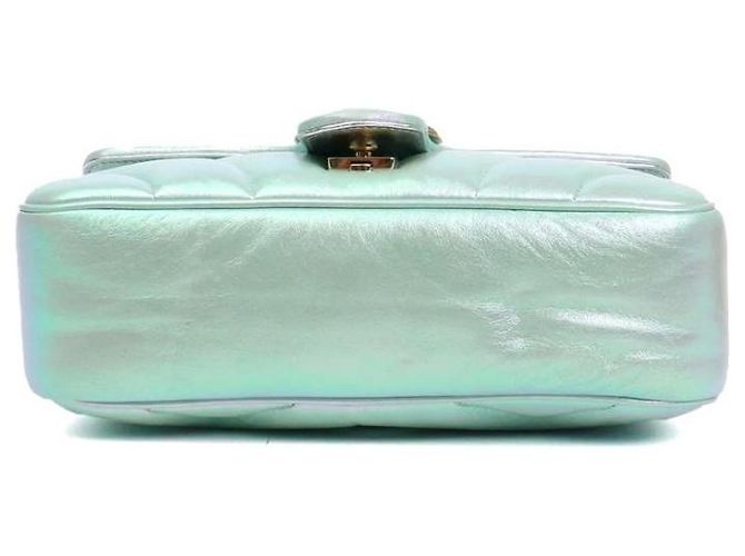 Borsa a mano Gucci Marmont in pelle blu iridescente Verde chiaro - vista 3