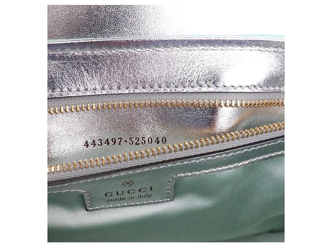 Borsa a mano Gucci Marmont in pelle blu iridescente Verde chiaro - vista 4