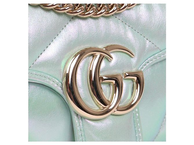 Borsa a mano Gucci Marmont in pelle blu iridescente Verde chiaro - vista 6