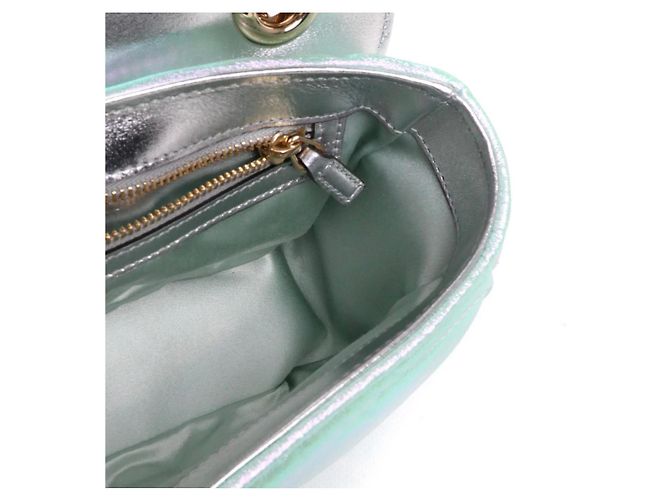 Borsa a mano Gucci Marmont in pelle blu iridescente Verde chiaro - vista 9