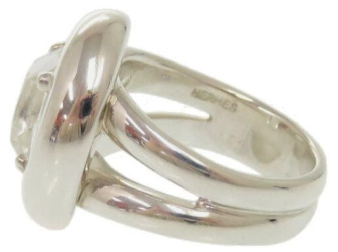 Ring Hermès Anello Hermes Gaucho in Argento 925 con Topazio Bianco - vista 5