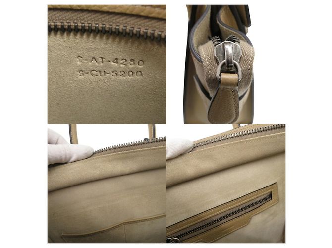 Céline Borsa a mano in pelle Celine Luggage Micro Shopper Beige - vista 10