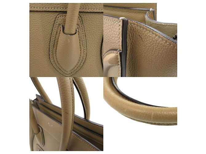 Céline Borsa a mano in pelle Celine Luggage Micro Shopper Beige - vista 11