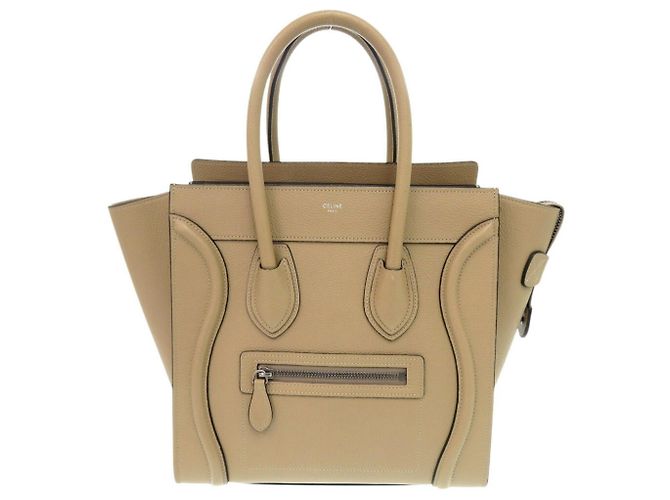 Céline Borsa a mano in pelle Celine Luggage Micro Shopper Beige - vista 2