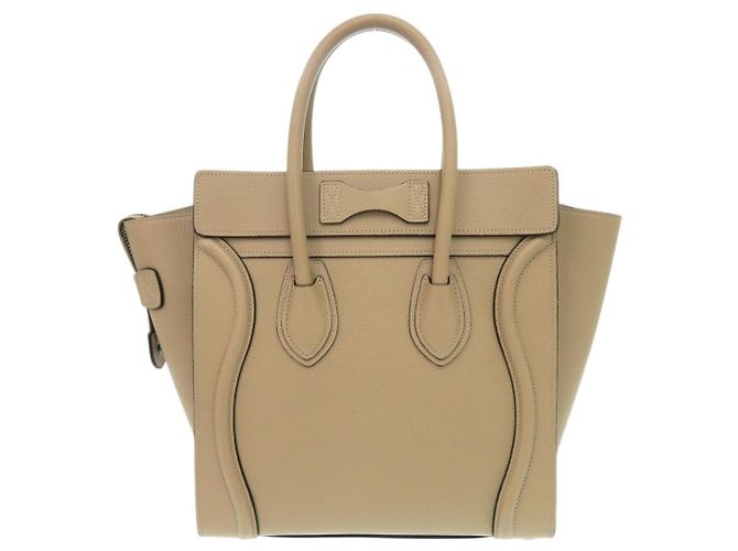Céline Borsa a mano in pelle Celine Luggage Micro Shopper Beige - vista 4