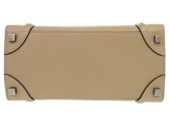 Céline Borsa a mano in pelle Celine Luggage Micro Shopper Beige - vista 5