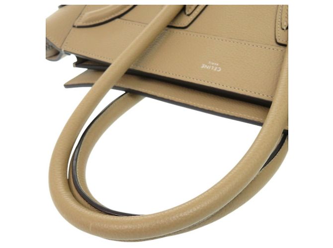 Céline Borsa a mano in pelle Celine Luggage Micro Shopper Beige - vista 7