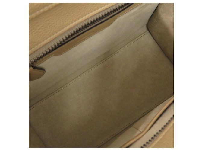 Céline Borsa a mano in pelle Celine Luggage Micro Shopper Beige - vista 8