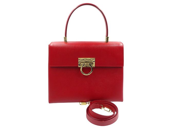 Borsa in pelle Salvatore Ferragamo Gancini AF-21 0290 Rosso - vista 4