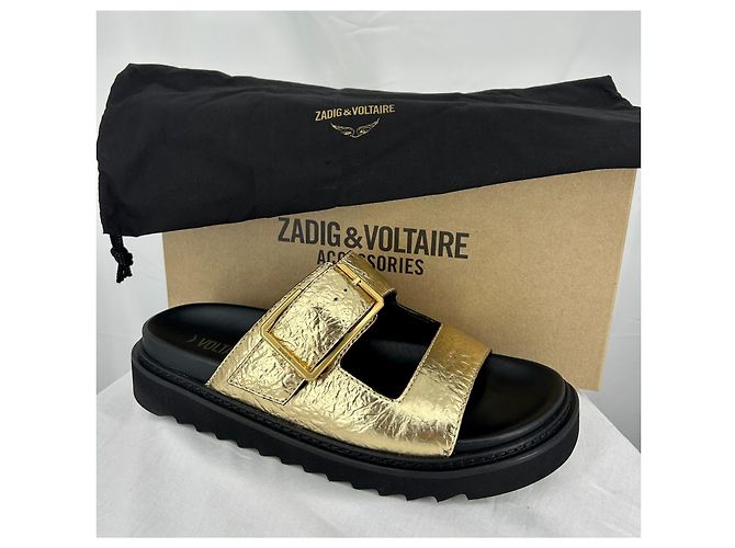 Sandali Alpha Cecilia Zadig & Voltaire in pelle dorata Nero D'oro Gold hardware - vista 2