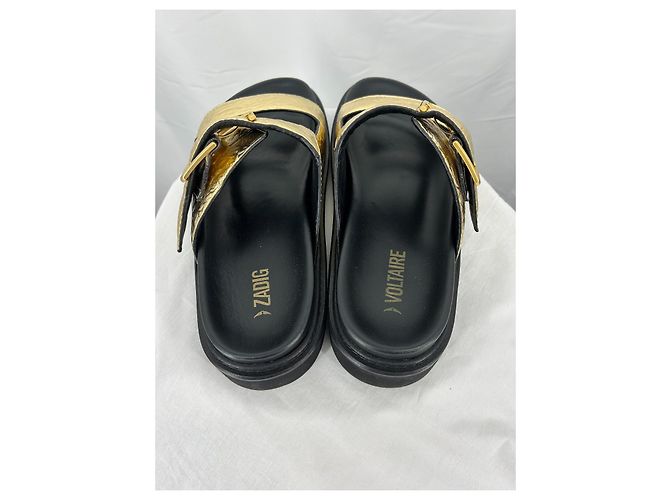 Sandali Alpha Cecilia Zadig & Voltaire in pelle dorata Nero D'oro Gold hardware - vista 4