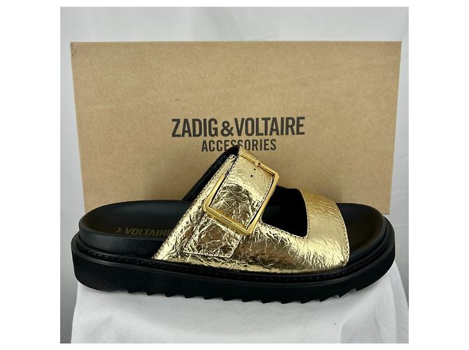 Sandali Alpha Cecilia Zadig & Voltaire in pelle dorata Nero D'oro Gold hardware - vista 7