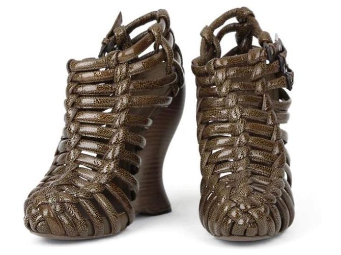 Sandali con zeppa Bottega Veneta in pelle marrone - vista 2