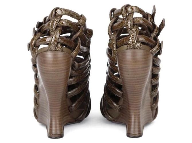 Sandali con zeppa Bottega Veneta in pelle marrone - vista 3