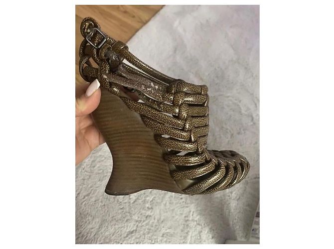 Sandali con zeppa Bottega Veneta in pelle marrone - vista 4
