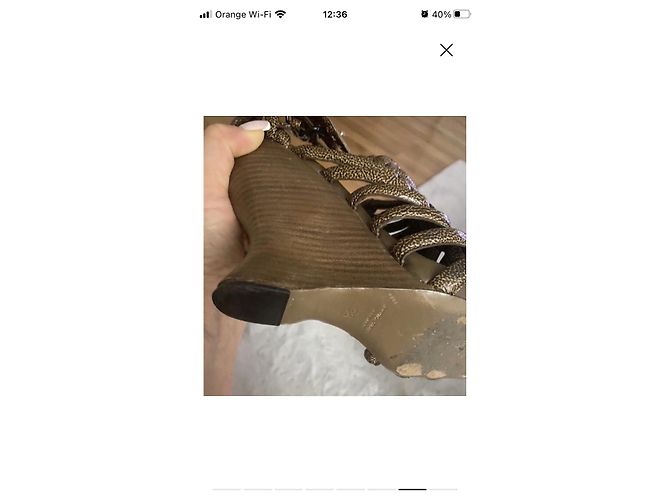 Sandali con zeppa Bottega Veneta in pelle marrone - vista 6
