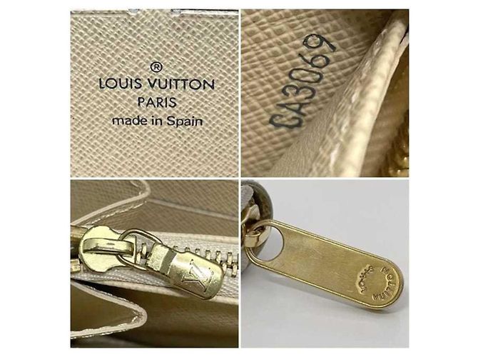Cartera larga de lona Damier gris y blanco Louis Vuitton Castaño - vista 10