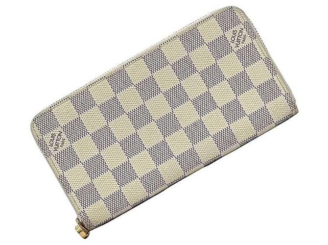 Cartera larga de lona Damier gris y blanco Louis Vuitton Castaño - vista 2