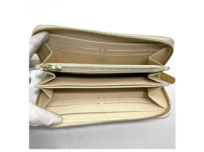 Cartera larga de lona Damier gris y blanco Louis Vuitton Castaño - vista 7