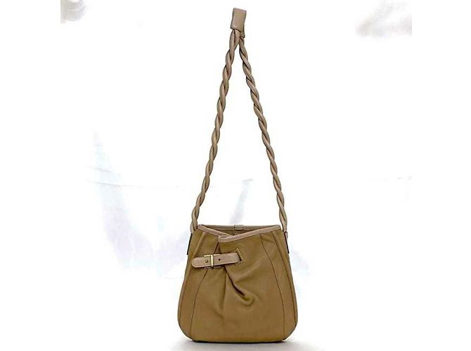 Borsa a spalla in pelle beige e marrone Chloé - vista 6