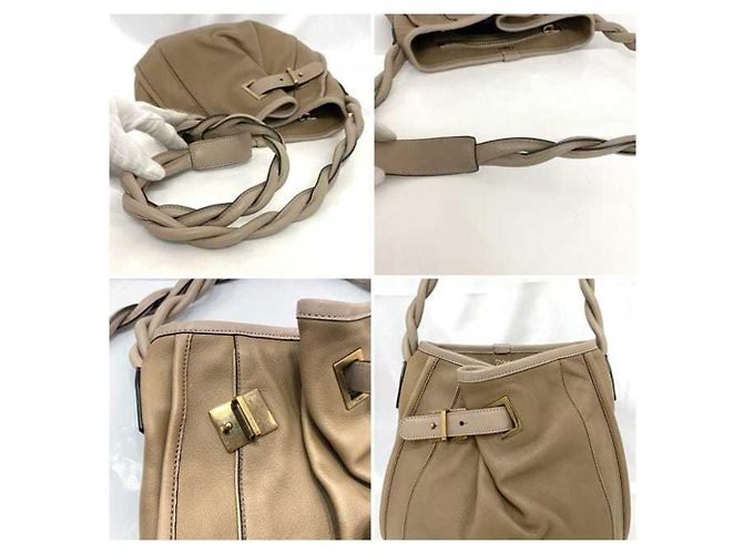 Borsa a spalla in pelle beige e marrone Chloé - vista 9