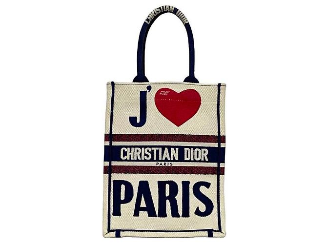 Borsa Christian Dior Book Tote Bianco Rosso Blu navy - vista 2
