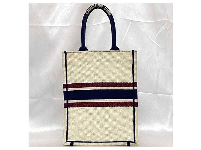 Borsa Christian Dior Book Tote Bianco Rosso Blu navy - vista 4